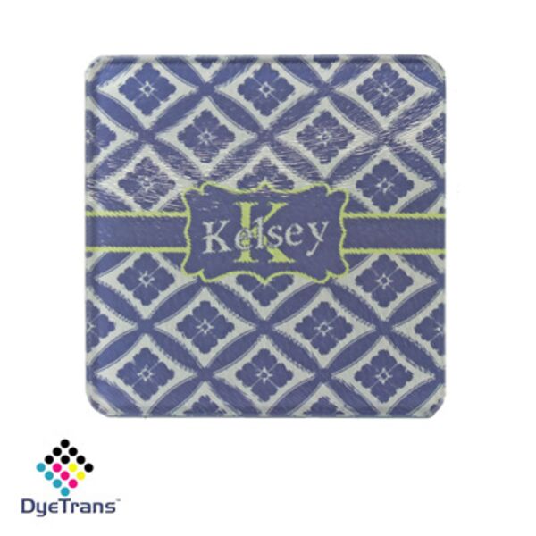 Square DyeTrans Glass Coaster, with White Sublimation Backing, 3.93" x 3.93" x .16". Tempered Textu Thumbnail