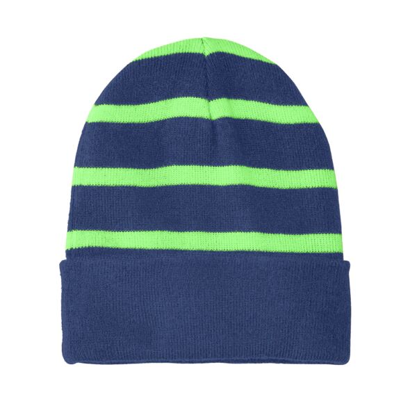 Striped Beanie with Solid Band Thumbnail