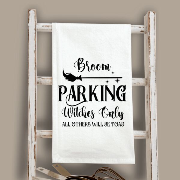 CTT000012, Halloween, Cute Tea Towels, Broom Parking Witchs Only All Others Will Be Toad Thumbnail