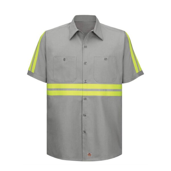 Enhanced Visibility Short Sleeve Cotton Work Shirt Long Sizes Thumbnail