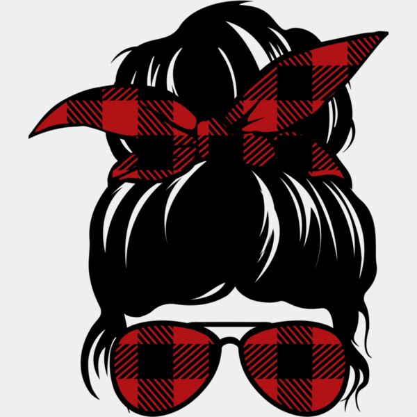 Buffalo plaid Messy bun Thumbnail